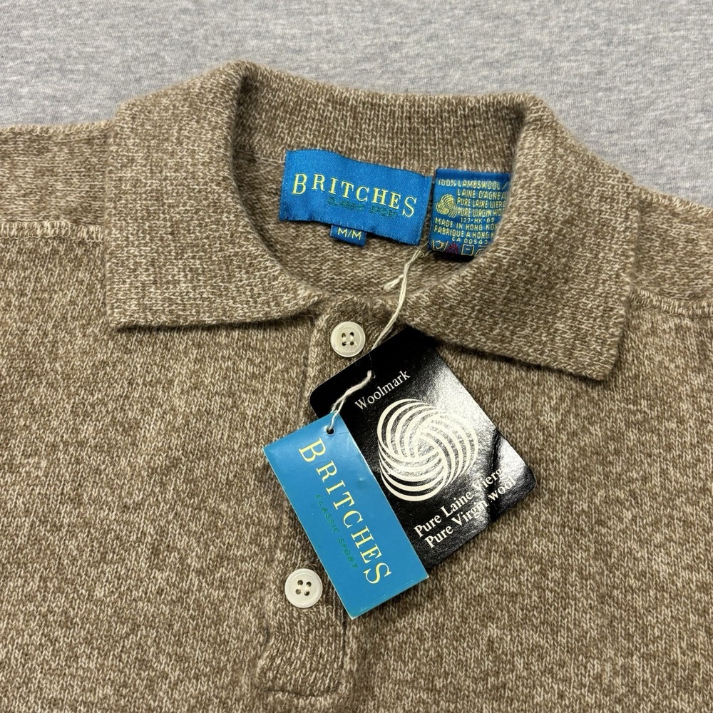 Vintage Britches 100% Lambswool Sweater Men's Size M Tan/Beige Pullover Knit